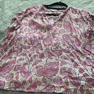 Jjill top paisley pink purple